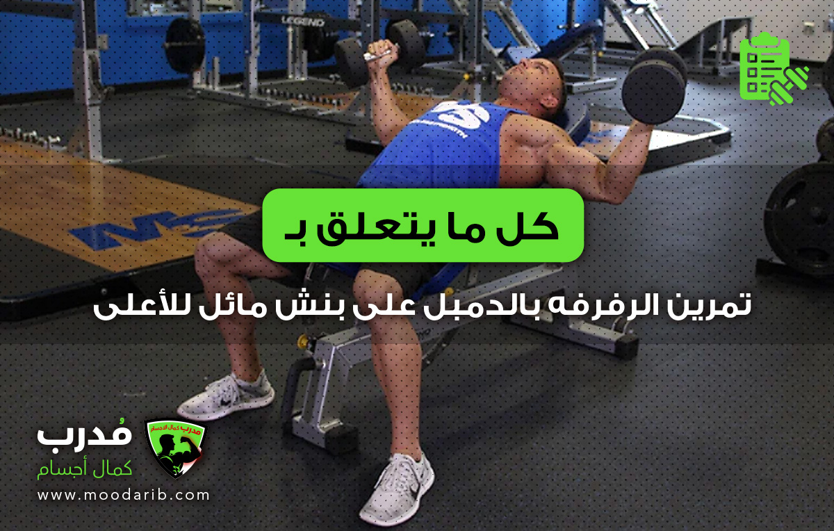 تمرين الرفرفه بالدمبل على بنش مائل للأعلى